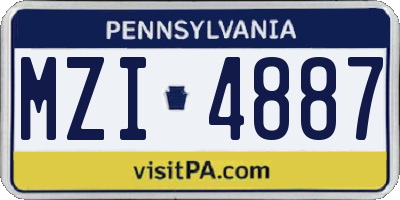 PA license plate MZI4887