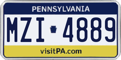 PA license plate MZI4889