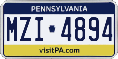 PA license plate MZI4894