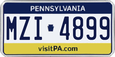 PA license plate MZI4899