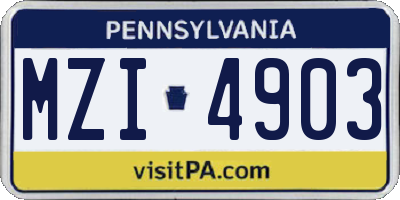 PA license plate MZI4903