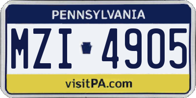 PA license plate MZI4905