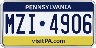 PA license plate MZI4906