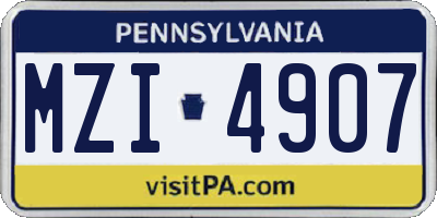 PA license plate MZI4907