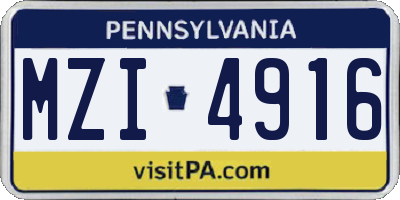 PA license plate MZI4916