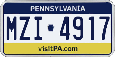 PA license plate MZI4917