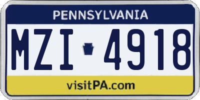 PA license plate MZI4918
