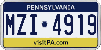 PA license plate MZI4919