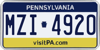 PA license plate MZI4920
