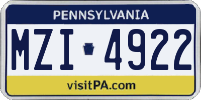 PA license plate MZI4922
