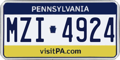 PA license plate MZI4924