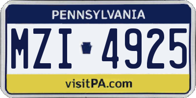 PA license plate MZI4925