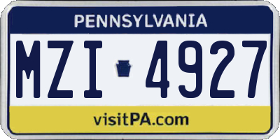 PA license plate MZI4927