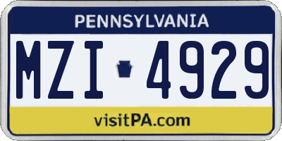 PA license plate MZI4929