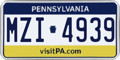 PA license plate MZI4939