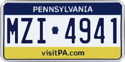 PA license plate MZI4941