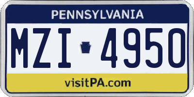 PA license plate MZI4950