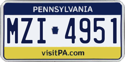 PA license plate MZI4951