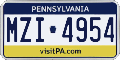 PA license plate MZI4954