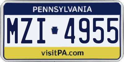 PA license plate MZI4955