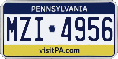 PA license plate MZI4956