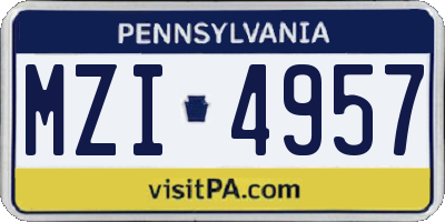 PA license plate MZI4957