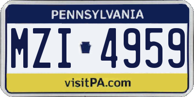 PA license plate MZI4959