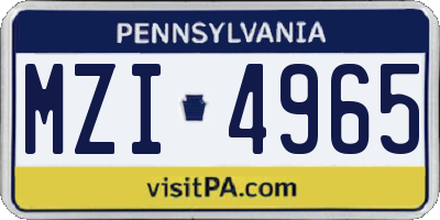 PA license plate MZI4965