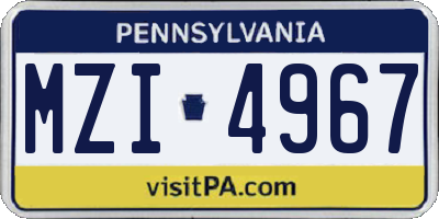 PA license plate MZI4967