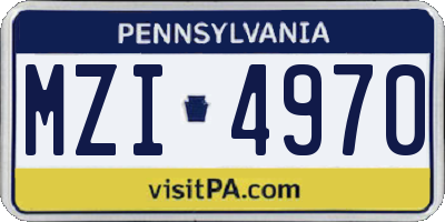 PA license plate MZI4970