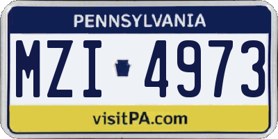 PA license plate MZI4973