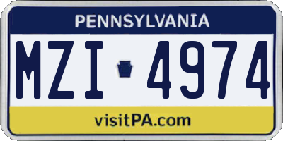 PA license plate MZI4974