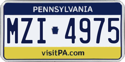 PA license plate MZI4975