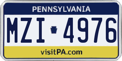PA license plate MZI4976