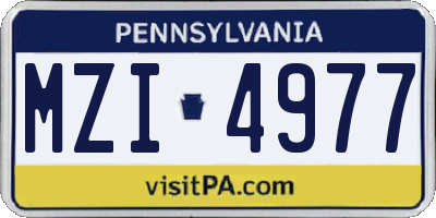 PA license plate MZI4977