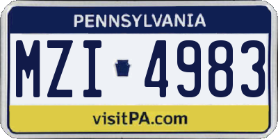 PA license plate MZI4983