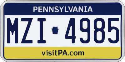 PA license plate MZI4985