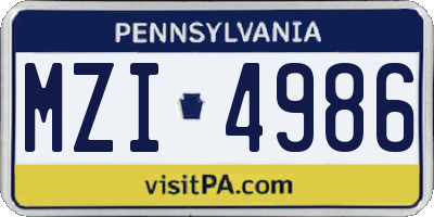 PA license plate MZI4986