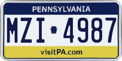 PA license plate MZI4987
