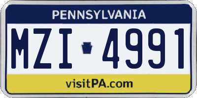PA license plate MZI4991