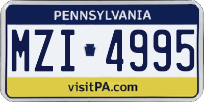 PA license plate MZI4995