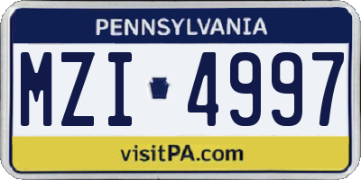 PA license plate MZI4997