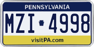 PA license plate MZI4998