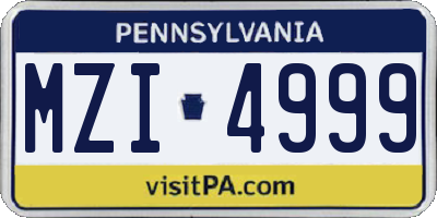 PA license plate MZI4999
