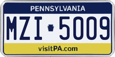 PA license plate MZI5009