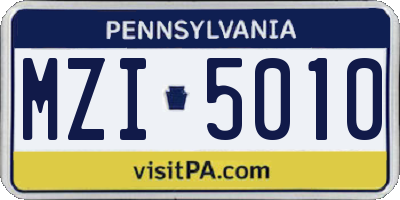 PA license plate MZI5010