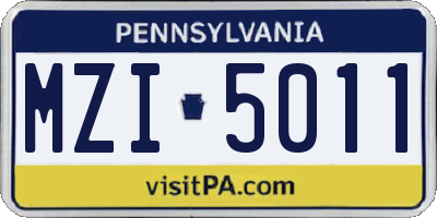 PA license plate MZI5011