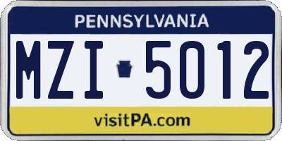 PA license plate MZI5012