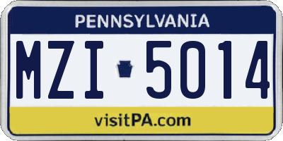PA license plate MZI5014