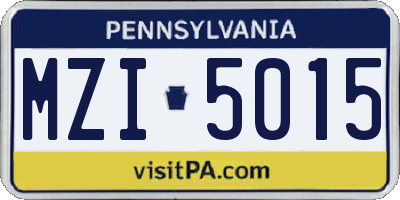 PA license plate MZI5015